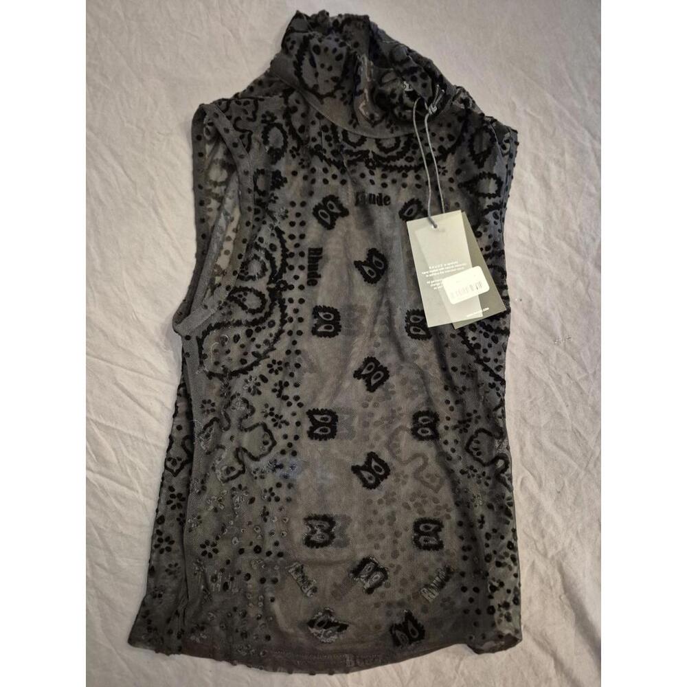 Rhude Grey Black Paisley Mesh Tank Top